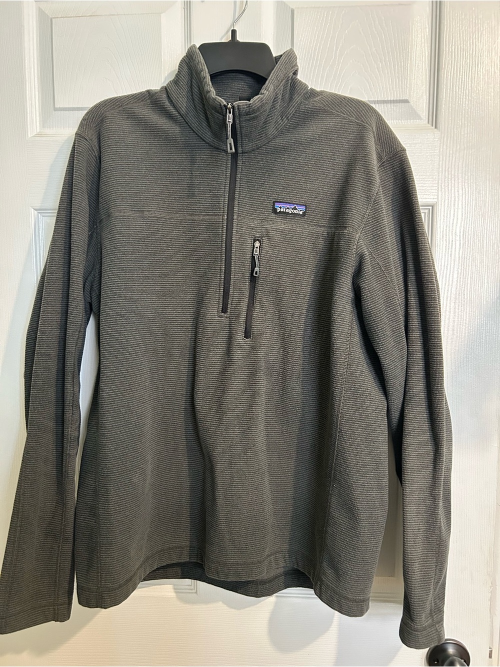 Patagonia Gray Waffle-Knit Half-Zip Pullover